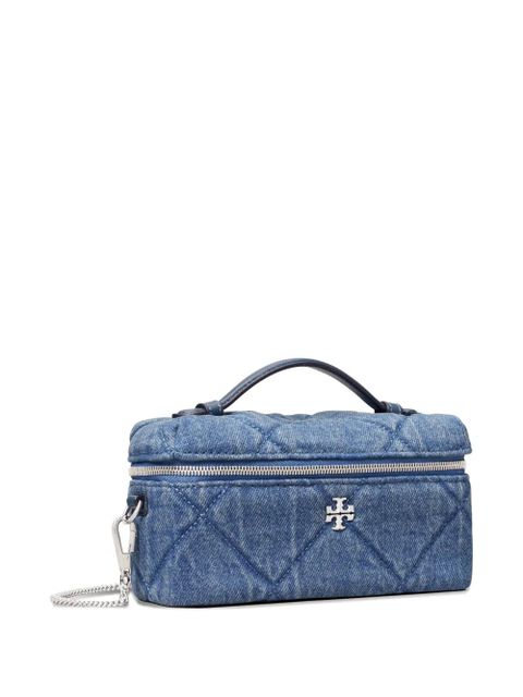 Tory Burch Kira diamond quilt denim east-west vanity case - Blue