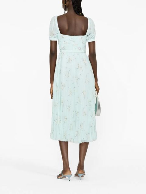 Self-Portrait floral-print chiffon midi dress - Blue