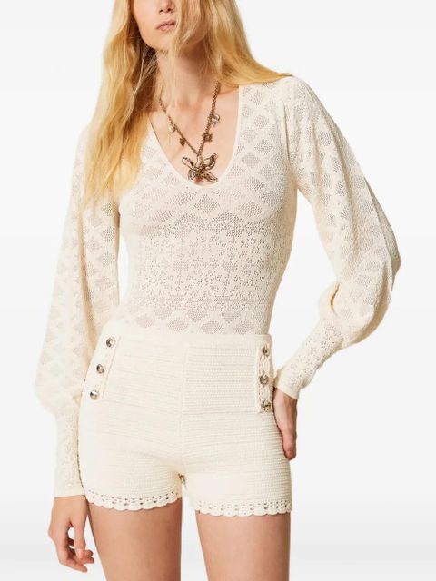 TWINSET knit floral bodysuit - Neutrals - zdjęcie produktu nr 2