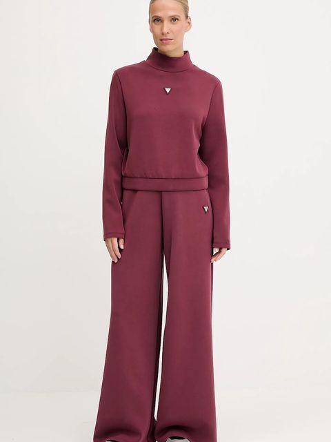 Guess bluza OLYMPE damska kolor bordowy gładka V4YQ05 KCAY2 - zdjęcie produktu nr 2