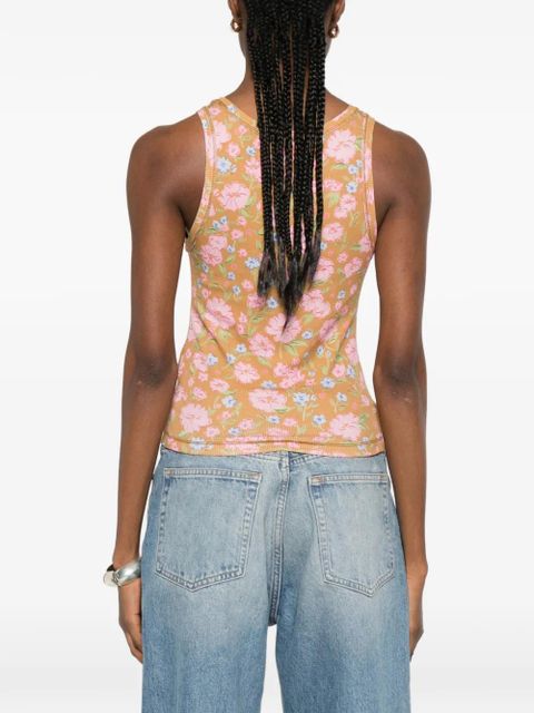 Diesel floral print ribbed top - Brown