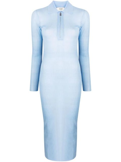 FENDI long-sleeve ribbed midi dress - Blue - zdjęcie produktu nr 1
