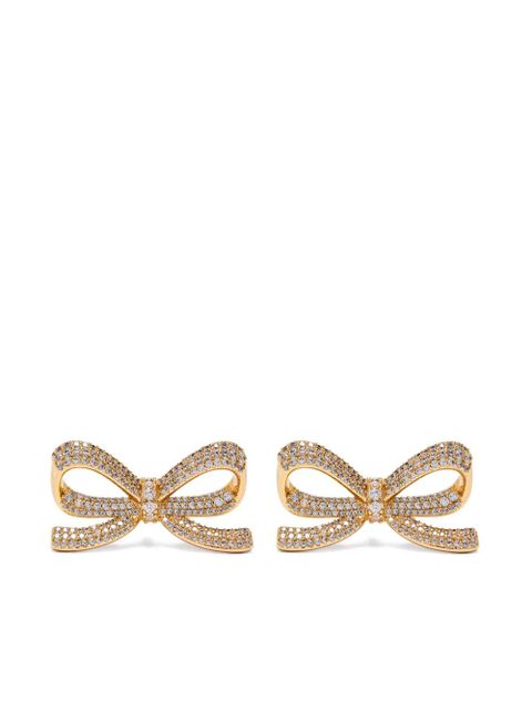 Self-Portrait bow crystal earrings - Gold - zdjęcie produktu nr 1