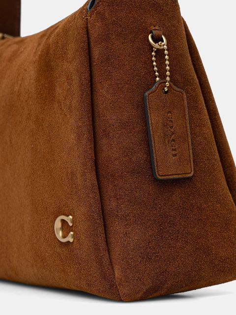 Coach torebka zamszowa Lola kolor brązowy CDD06