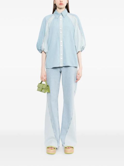 FARM Rio lace panelled shirt - Blue - zdjęcie produktu nr 2