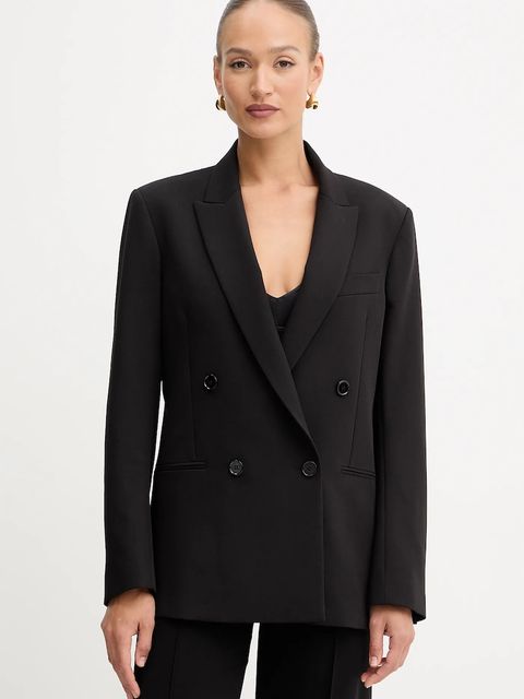 Patrizia Pepe marynarka kolor czarny dwurzędowa gładka 2S1543 A498 - zdjęcie produktu nr 1