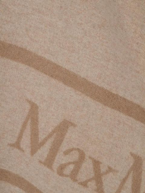 Max Mara logo-jacquard fringe-detail cape - Neutrals