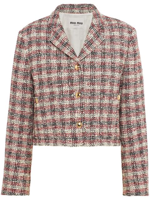 Miu Miu checked single-breasted jacket - Yellow - zdjęcie produktu nr 1