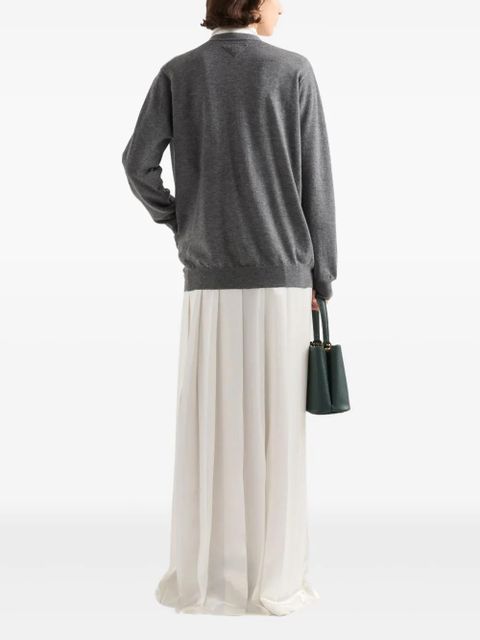 Prada pleated satin maxi skirt - White