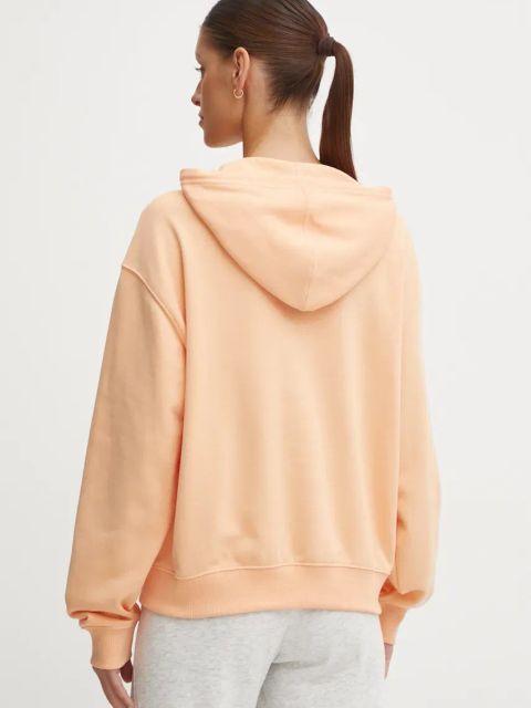 New Balance bluza damska kolor pomarańczowy z kapturem gładka WT41507PAE