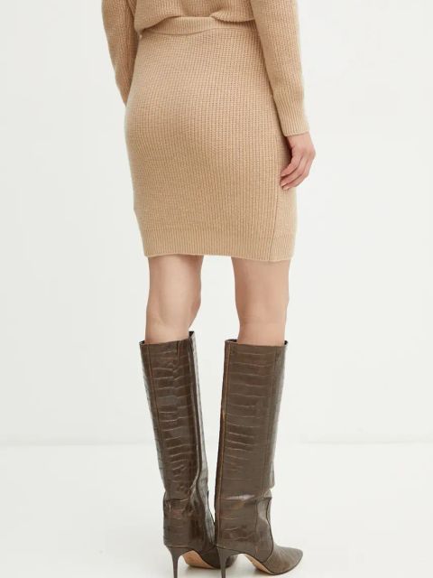 Guess spódnica z domieszką wełny ZYLEE kolor beżowy mini prosta W4BD64 Z2WX0