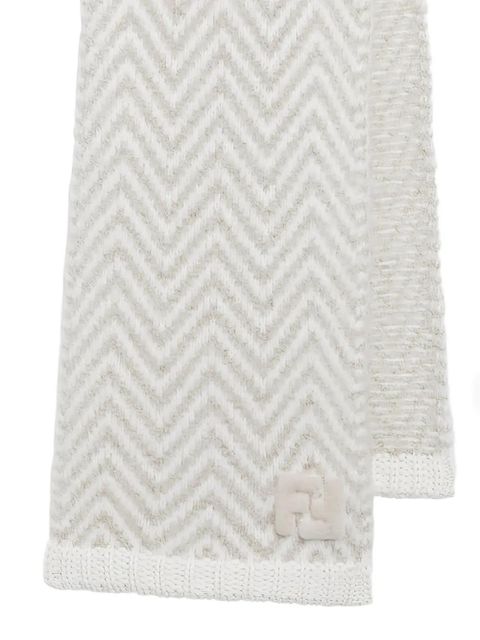 FENDI chevron logo-embroidery scarf - Neutrals - zdjęcie produktu nr 2