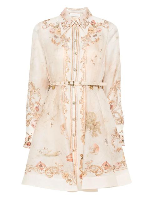 ZIMMERMANN floral-print belted mini dress - Neutrals - zdjęcie produktu nr 1