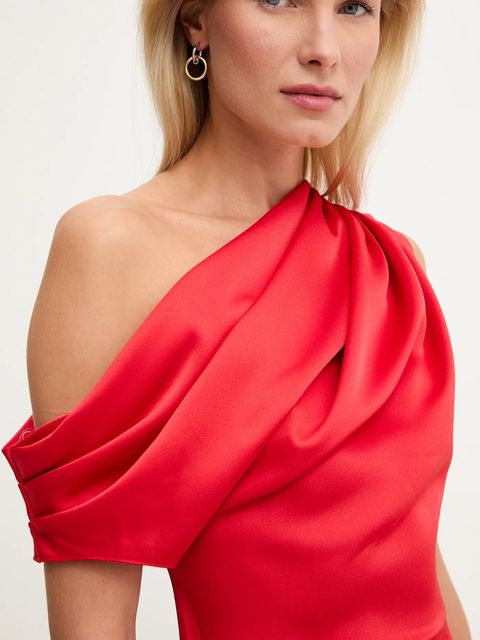 Answear.LAB sukienka kolor czerwony maxi rozkloszowana