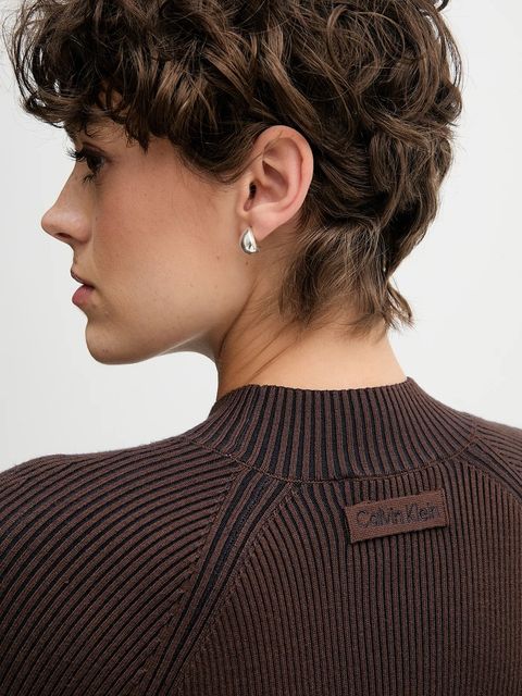 Calvin Klein Jeans sukienka kolor brązowy mini dopasowana LV047D318G