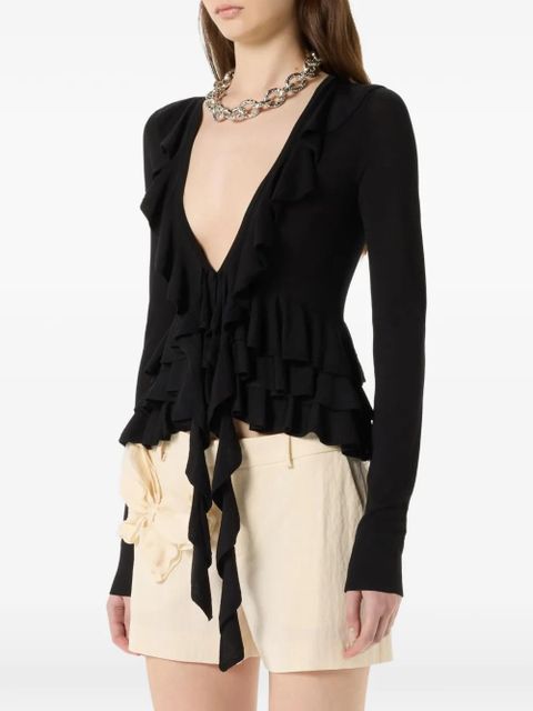 Blumarine ruffled cardigan - Black