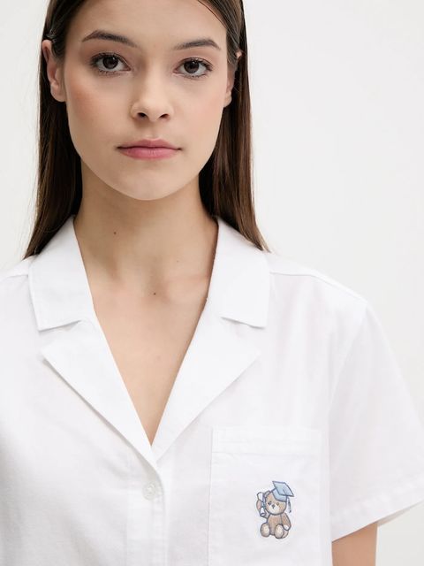 Hollister Co. koszula piżamowa bawełniana damska kolor biały bawełniana KI346-5055