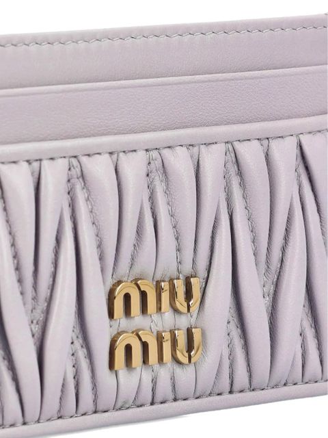 Miu Miu Matelassé logo-plaque card holder - Purple