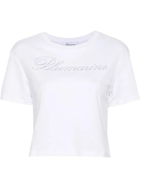 Blumarine rhinestone embellished cotton T-shirt - White - zdjęcie produktu nr 1