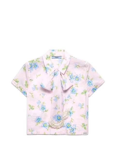 Prada floral-print batiste shirt - Pink - zdjęcie produktu nr 1
