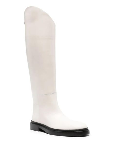 Jil Sander leather knee-high riding boots - White - zdjęcie produktu nr 2