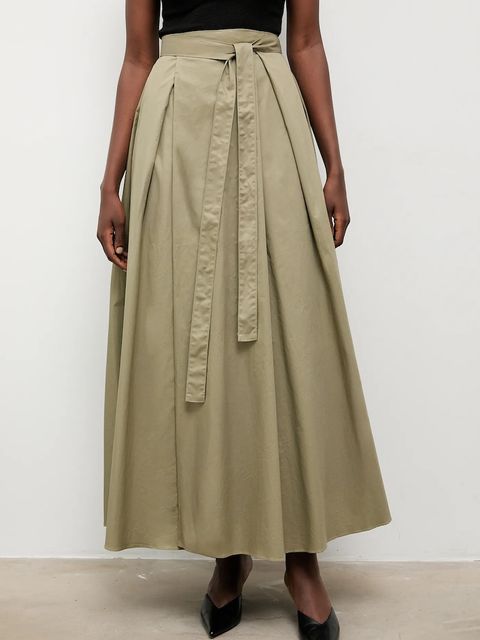 Answear.LAB spódnica bawełniana kolor zielony maxi rozkloszowana - zdjęcie produktu nr 2