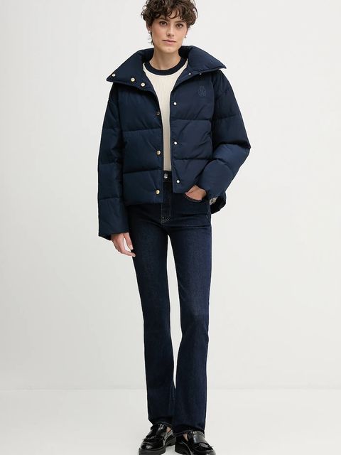 Tommy Hilfiger kurtka puchowa kolor granatowy zimowa oversize WW0WW47294