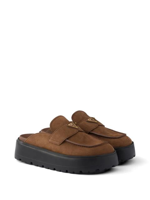 Prada nubuck flatform mules - Brown - zdjęcie produktu nr 2