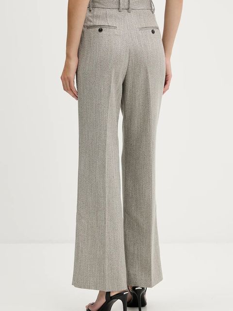 Pedro del Hierro spodnie damskie kolor beżowy szerokie high waist 7602530