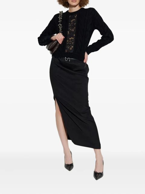 Max Mara cable-knit lace-insert sweater - Black - zdjęcie produktu nr 2