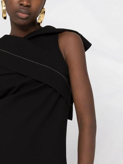 Jil Sander contrast stitching draped dress - Black