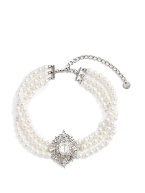 Self-Portrait crystal pearl necklace - Silver - zdjęcie produktu nr 1