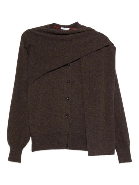 Ferragamo asymmetric button-up cardigan - Brown - zdjęcie produktu nr 1