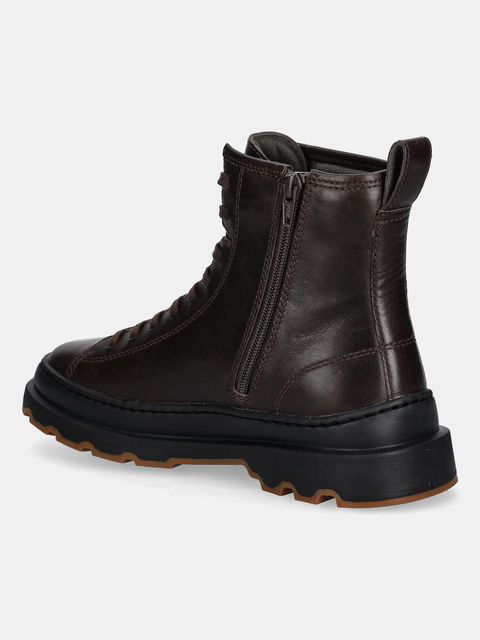 Camper botki skórzane Brutus+ damskie kolor brązowy na płaskim obcasie K400816-002