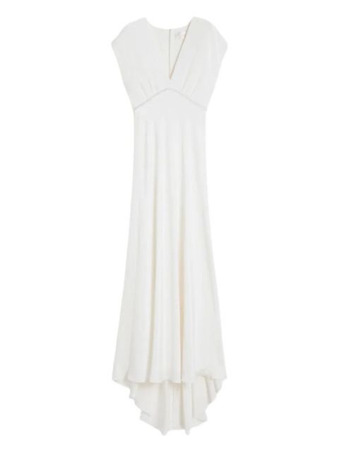 Max Mara Burano V-neck embellished maxi dress - White