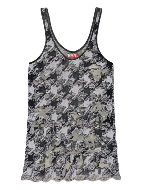 Diesel frayed houndstooth top - Brown