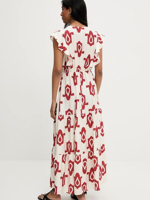 Answear.LAB sukienka kolor czerwony maxi rozkloszowana