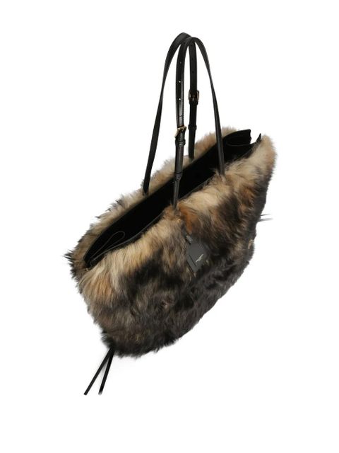 Dolce & Gabbana Atene fur tote bag - Brown