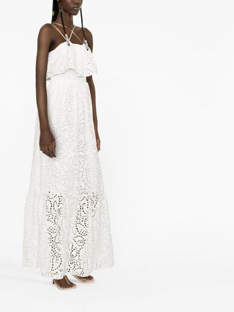 Self-Portrait broderie anglaise maxi dress - White