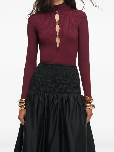 Self-Portrait keyhole-embellishment top - Red - zdjęcie produktu nr 1