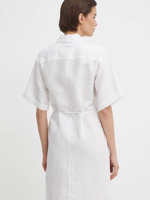 Calvin Klein sukienka z domieszką lnu kolor biały mini oversize K20K206697
