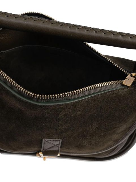 Burberry small B Clip check-strap leather tote bag - Green