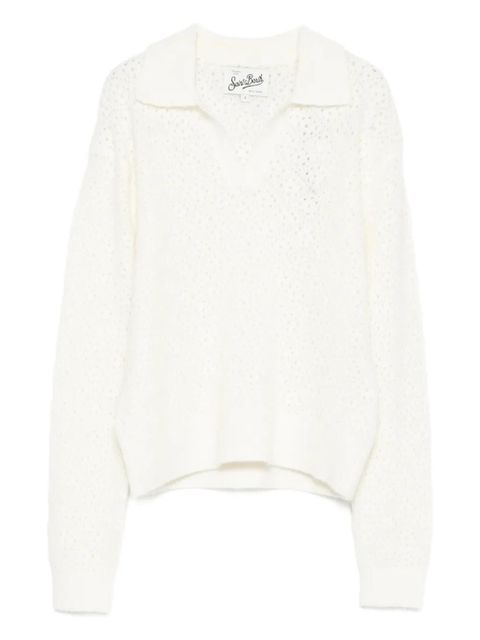 MC2 Saint Barth pointelle V-neck sweater - Neutrals - zdjęcie produktu nr 1
