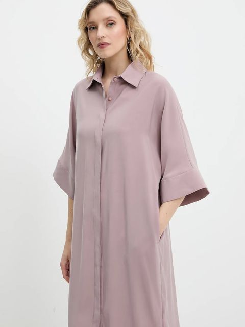 Answear.LAB sukienka kolor różowy midi oversize