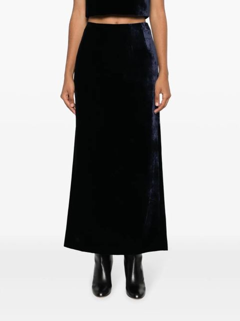 FENDI zip-embellished velvet maxi skirt - Blue