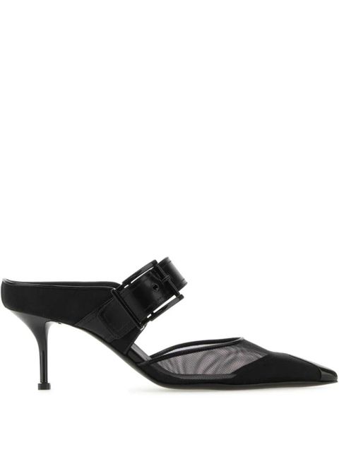 Alexander McQueen 65mm Punk buckled mesh mules - Black - zdjęcie produktu nr 1