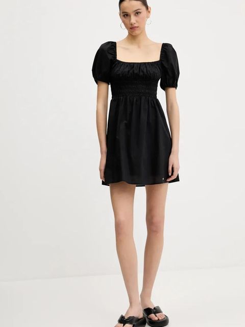 Tommy Jeans sukienka bawełniana kolor czarny mini rozkloszowana DW0DW21334