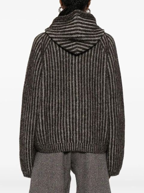 OUR LEGACY striped knitted hoodie - Brown