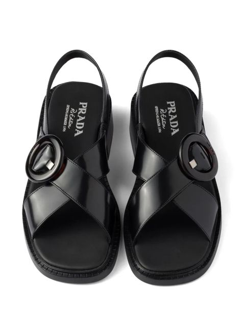 Prada brushed leather sandals - Black