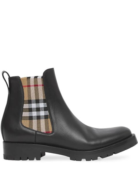 Burberry Chelsea check-panel boots - Black - zdjęcie produktu nr 1